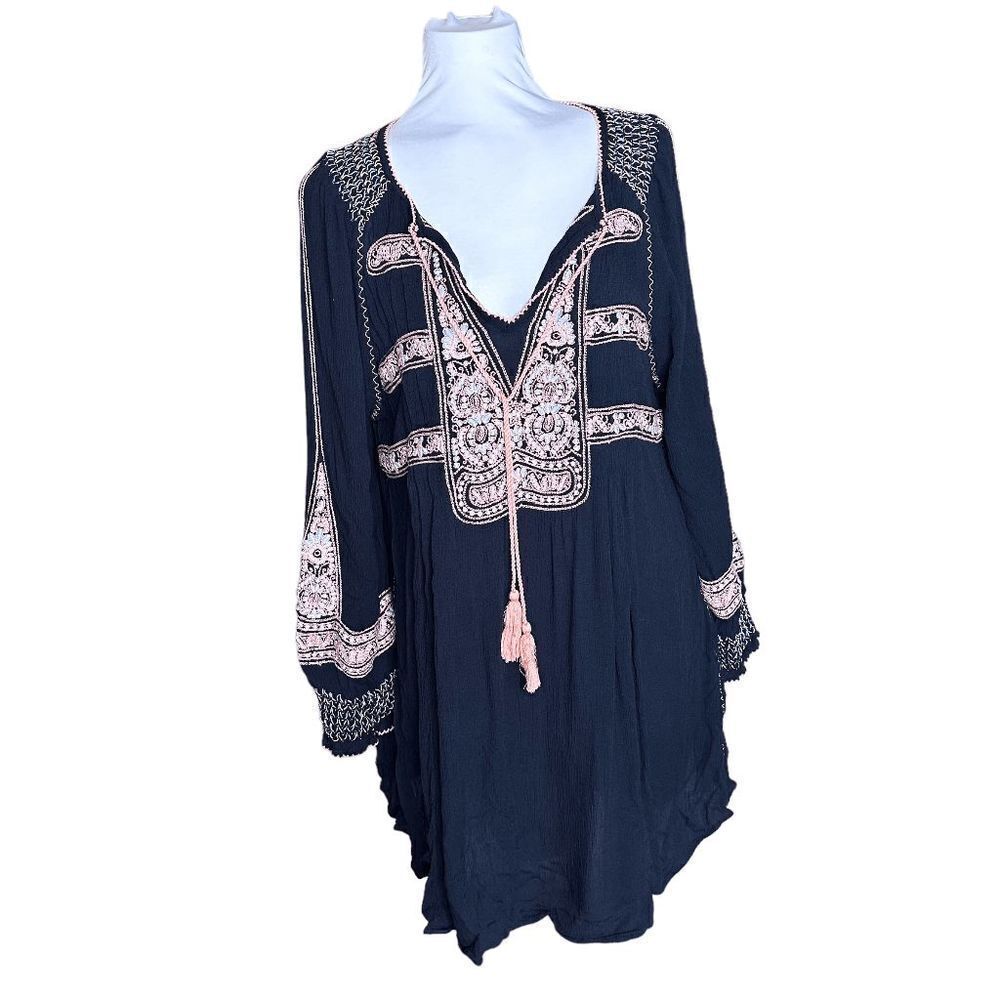 Free People Wind Willow mini dress black pink small